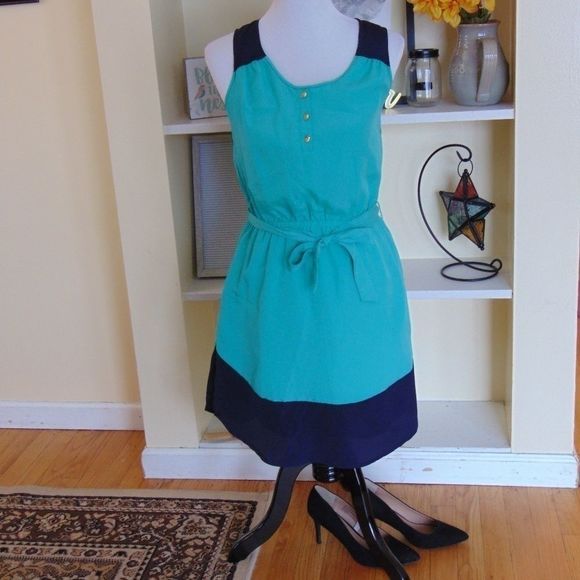 *296 Merona Color-Block Midi Dress w/ POCKETS - Picture 1 of 6